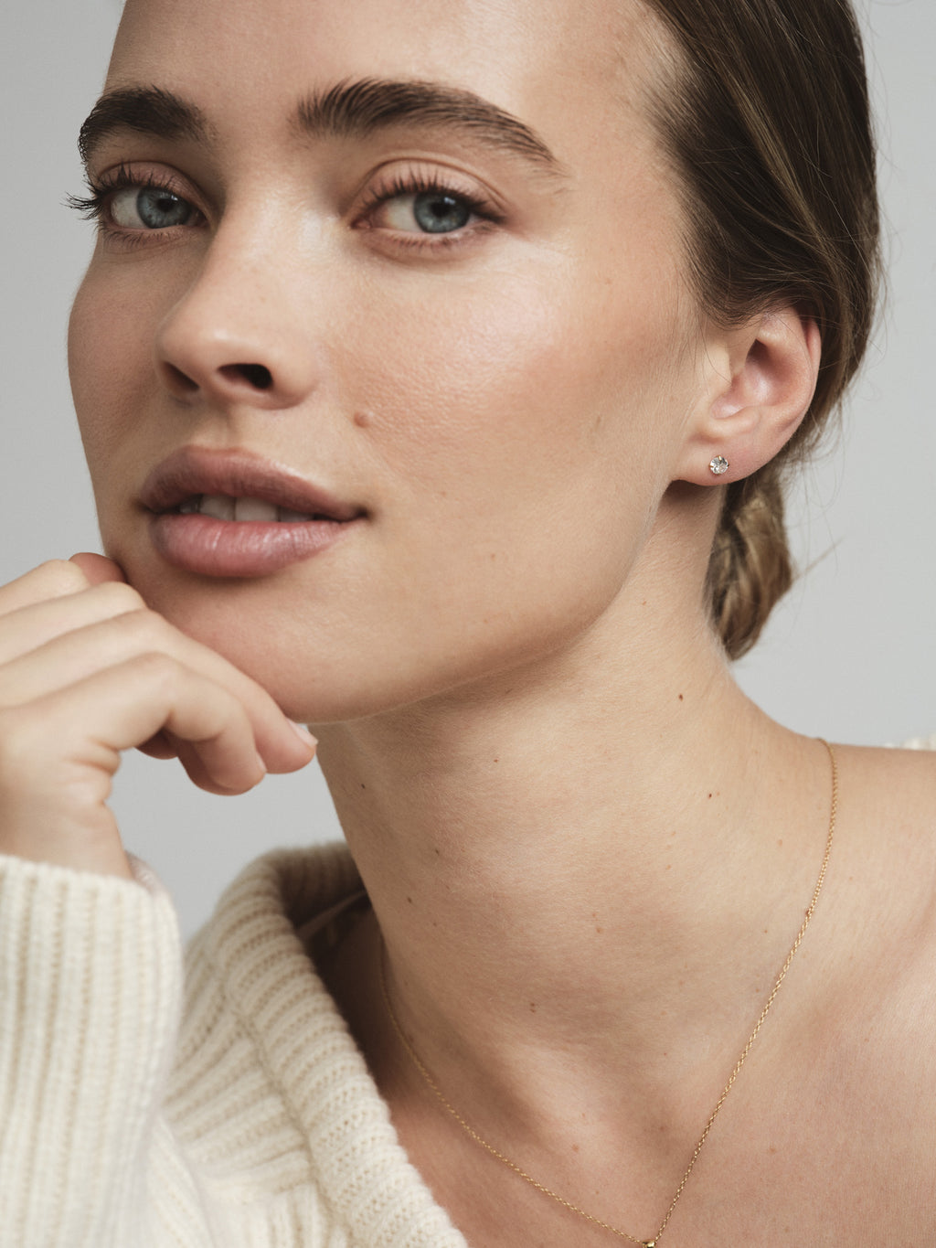 Jolie White Medium Studs
